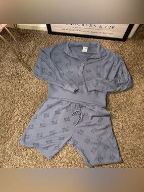 PINK Victoria's Secret Light Blue Waffle-Knit Lounge Set